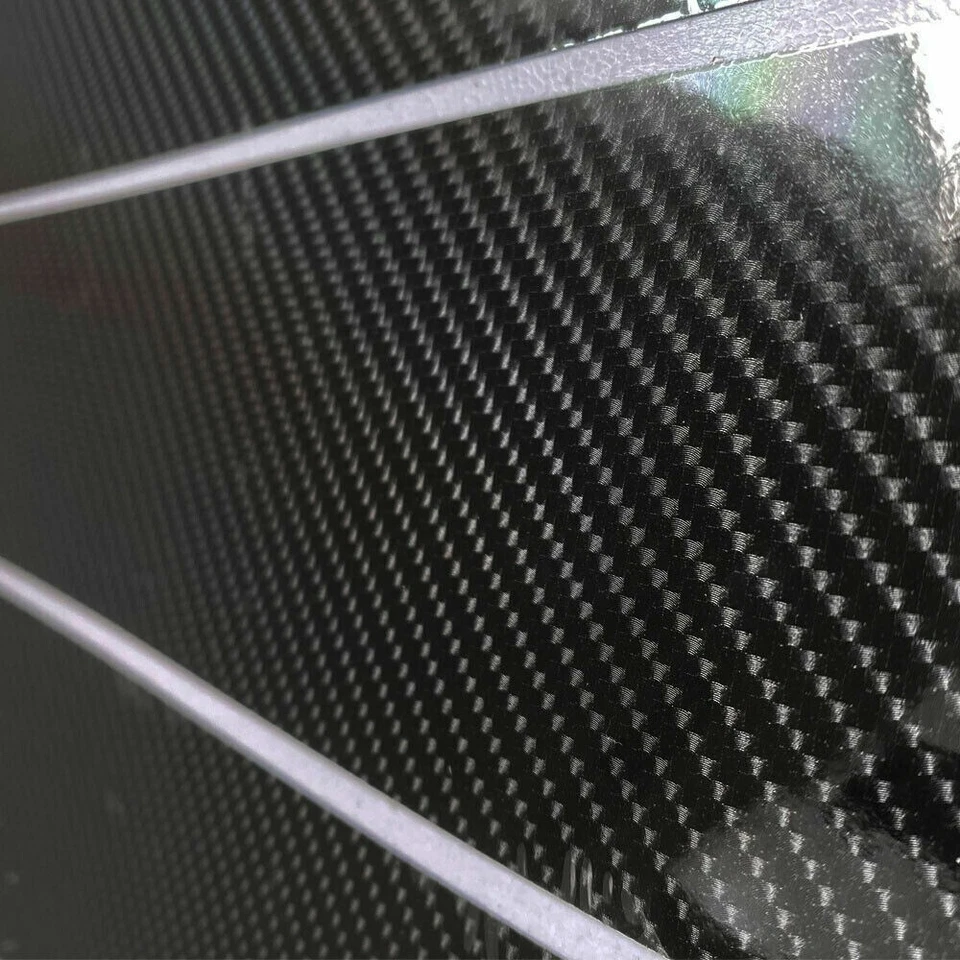 Juego de calcomanías adhesivas con textura de fibra de carbono 5D para postes de pilar de coche Foto 3 de 4