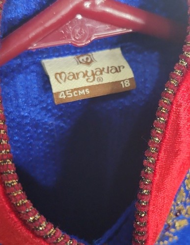MANYAVAR Rich Blue kurta kurti kids ethnic wear 45cms/18 Upcycled Projects (U11) - Picture 6 of 8