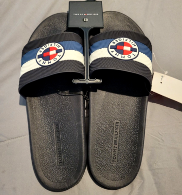 New Tommy Hilfiger Slides Red White Blue Logo Sandals Men display picture 2