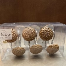 Set Of 12 NIB Nantucket Brown Resin Shower Curtain Hooks Silver Tone Metal Brown