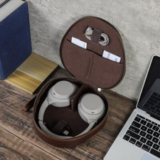 Portable Genuine Leather Case For Sony WH-1000XM6 / XM5 Headphones Storage Bag