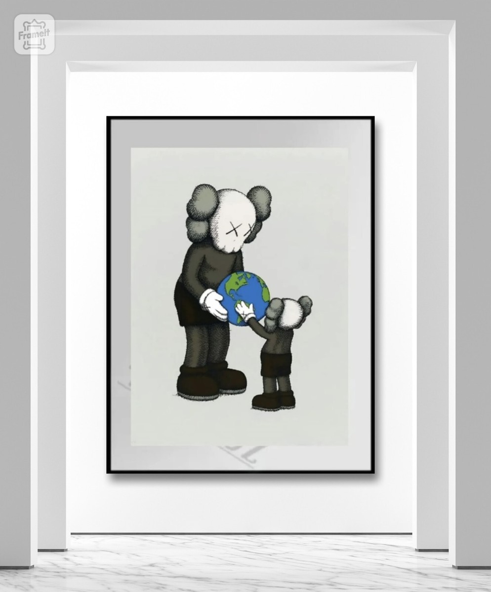 Kaws Giving Kid The World Canvas Poster Wall Art Home Decor | eBay