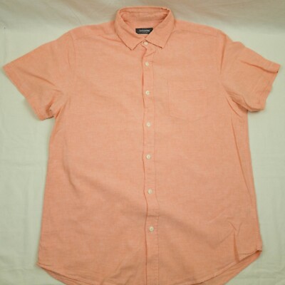 - DRESSMANN MENS SHIRT SHORT SLEEVE LINEN COTTON SIZE L VGC