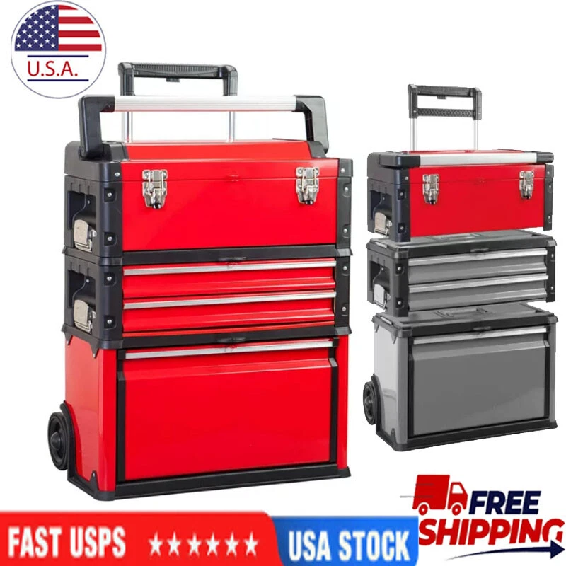 Portable Mobile Storage Tool Chest Rolling Garage Lockable Tool