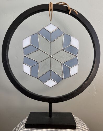 Large Stained Glass Snowflake 8” - Picture 3 of 4