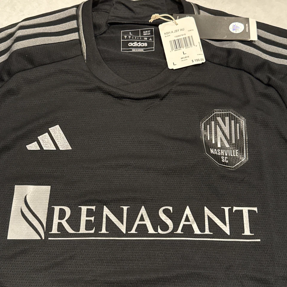 2023 Adidas Men’s Nashville Man In Black Authentic Version Soccer Jersey Large L - Image 4 of 4