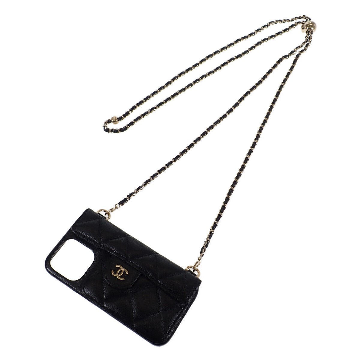 CHANEL iPhone13/13 Pro Case Caviar Skin Matelasse Black CHANEL iPhone13/13 Pro Case Caviar Skin Matelasse Black