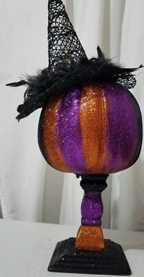 Halloween Glitter Pumpkin Witch -  Handmade