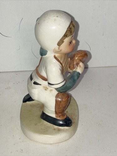 Vintage Norcrest Baseball Player Boy Figurine Statue Baseball Catcher 4" H - Picture 6 of 8