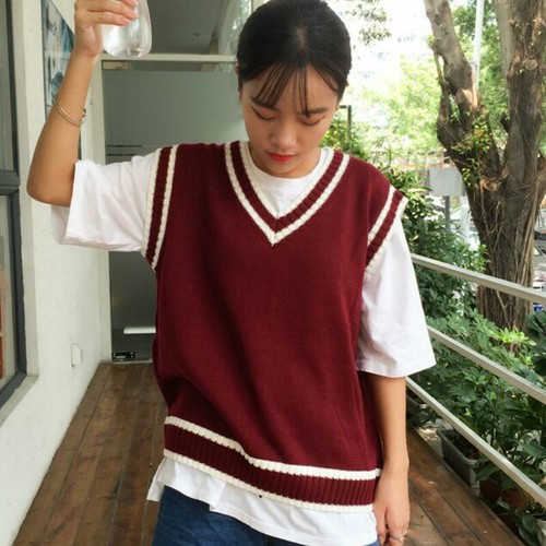 Women Knitted Vest Sweater Jumper 
