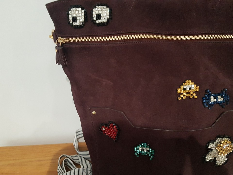 Rare Anya Hindmarch Orsett Top Handle All Over Crystal Space Invaders Tote Bag eBay