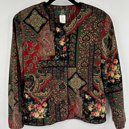 Vintage Orvis Cardigan Women's Size 12 Multi Paisley Fine Corduroy Button Front