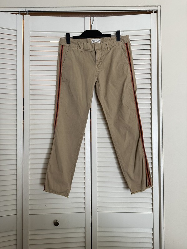 Nili Lotan East Hampton Desert Sand Side Stripe Tape Ankle Cropped Pants Size 4