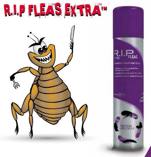 RIP Flea Spray Household Flea Dust Mite Killer Aerosol Dog Cat 600ml x  Cans