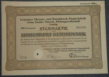 Lipska fabryka papieru chromograficznego i druku artystycznego vorm. Gustav Najork AG 1934 100 RM