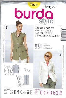 Burda Schnittmuster  7074  Jacke & Weste