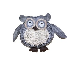 Northlight Seasonal Gray Plaid 7.5  Owl Textured Ivory Plush Tabletop Christmas