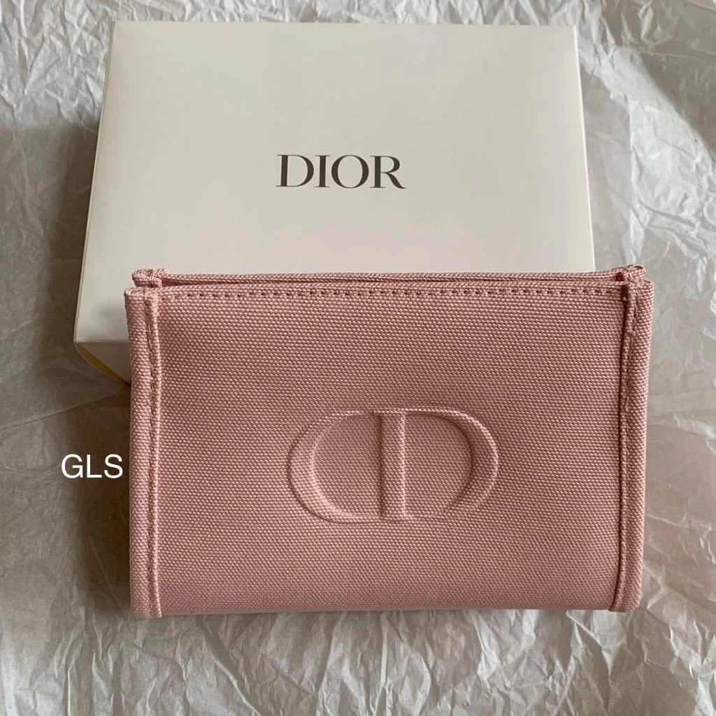 Sac cosmétique rare Christian Dior toile rose coton nouveauté limitée neuve Japon