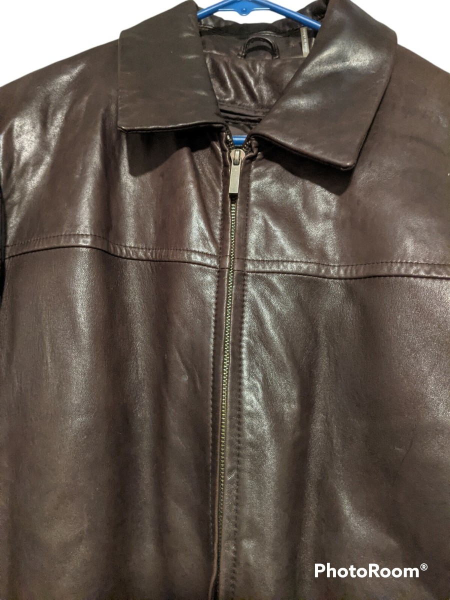 Men's M) Cole Haan Lambskin Jacket Dark Espresso Brown REMOVABLE