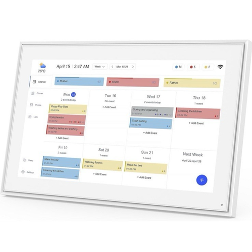 BIGASUO 15.6" Digital Calendar, Full HD Touchscreen Smart Planner-with Task & Reward Meal Plan Great For Family Schedules& Chore Organization, Wall&Desk Mount With LED Reminder Light,Photo Display