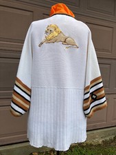 Storybook Knits size L Lg large cardigan sweater VTG lion cat cotton HSN