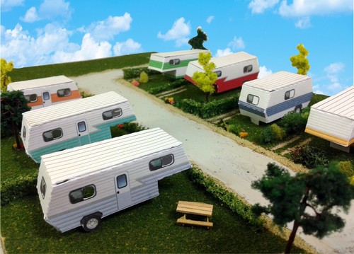 N Scale Buildings - Mobile Home Trailer Park Camper Homes Cardstock kit set - Bild 3 von 6