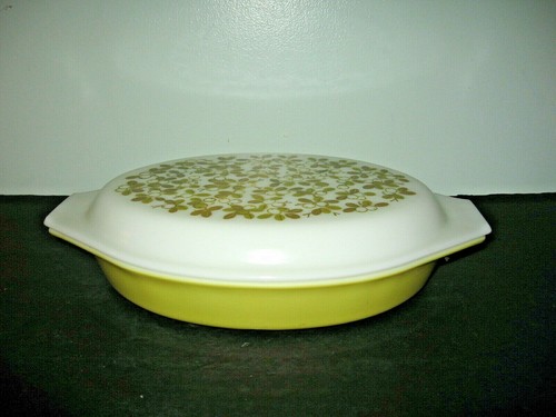 Pyrex Geteilt Zwei Abschnitt Servierschale 1 1/2 Quart Verde Green Muster mit Deckel - Bild 4 von 9