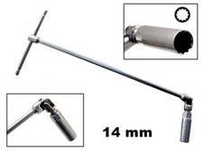 CHIAVE PER CANDELE DA 14 mm A T SNODABILE LUNGH. 500 mm CON GRAFFE INTERNE CR-V