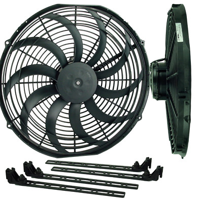 4 Metall-Laschen + 1x 12V Spal Lüfter 412mm VA18-AP71/LL-42S blasend 3320m³/h