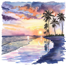 Wall Decal Sticker Tropical Summer Beach Wall Sticker 18X18cm Large