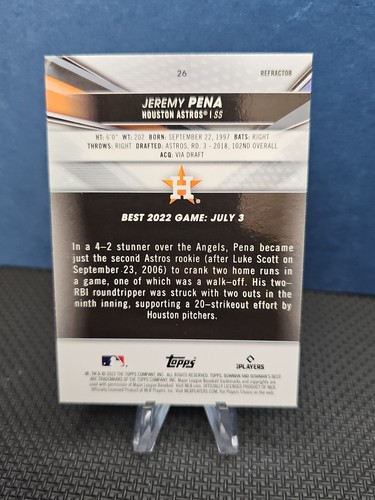 2022 Bowmans Best Jeremy Pena Rookie Refractor #26 RC - Picture 2 of 2