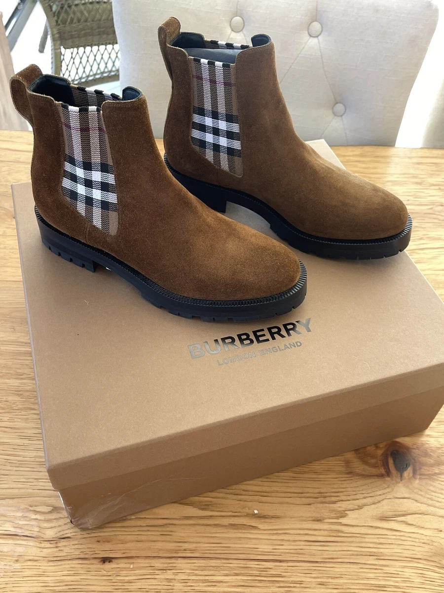 Vintage check detail leather chelsea boots 2025