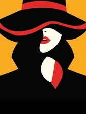 WOMAN  WITH HAT Hand painted art canvas 16”X20” Acrylic painting