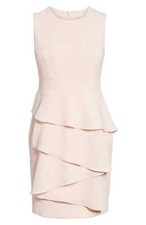 Women's Eliza J 'Ella' Cascade Crepe Sheath Dress, Size 12 - Pink