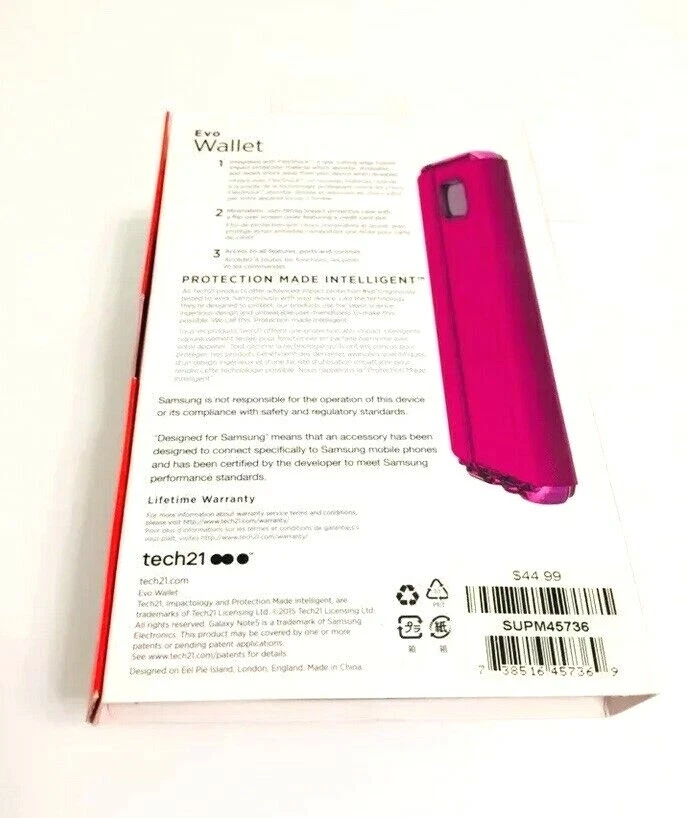Tech21 EVO CARTEIRA FLIP CAPA SUPORTE PARA SAMSUNG GALAXY NOTE 5 na COR ROSA - Imagem 2 de 4
