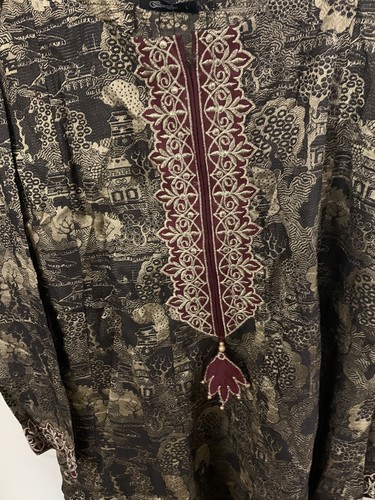 Indian/pakistani Kurta. Grey Color L. Burst 23. Length 29 - Picture 4 of 8