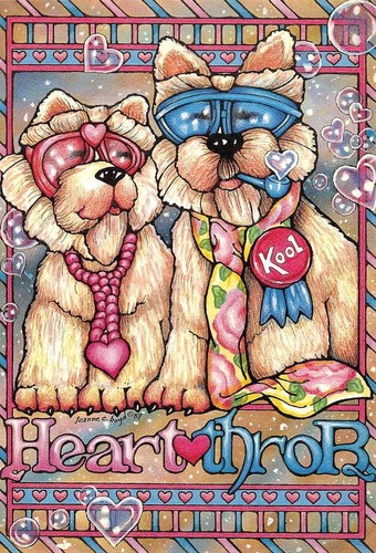 2~4X6 Postcards LEANNE C BOYD ART Dogs & Panda HEART THROB & FEEL LIKE DANCING - Picture 2 of 5