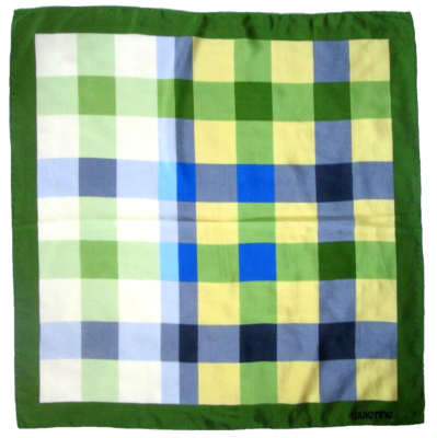 Foulard En Soie Vintage Vivienne - Dimensions 86x87 Cm, Couleur Bleu Nuit à Motif, Occasion