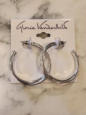 Gloria Vanderbilt Silver-Tone Hoop Earrings With Clear Backings