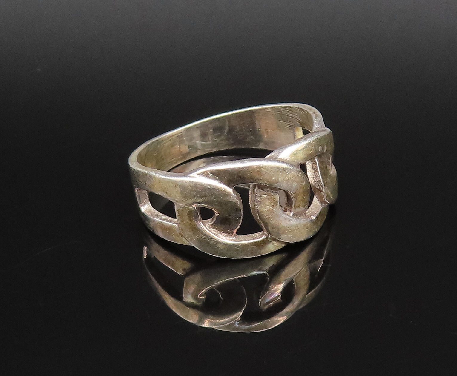 925 Silver  Vintage Interlocking Open Circles Ban… - image 2