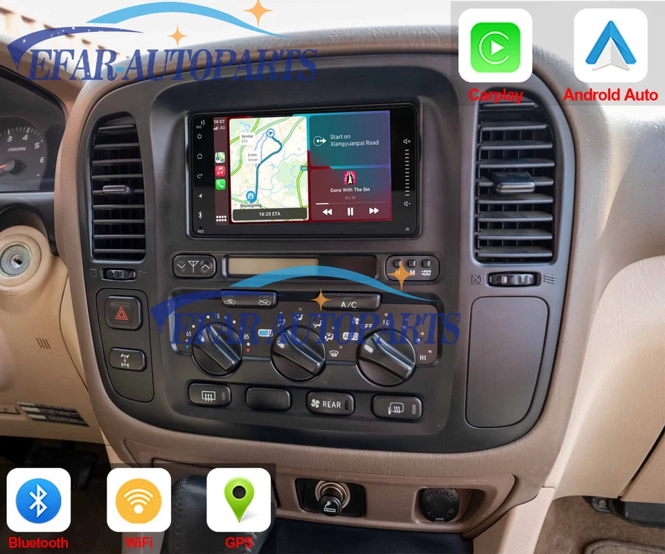 Radio estéreo para automóvil Toyota Land Cruiser 100 Carplay 1998-2007 navegación SWC BT 32 GB Foto 3 de 4