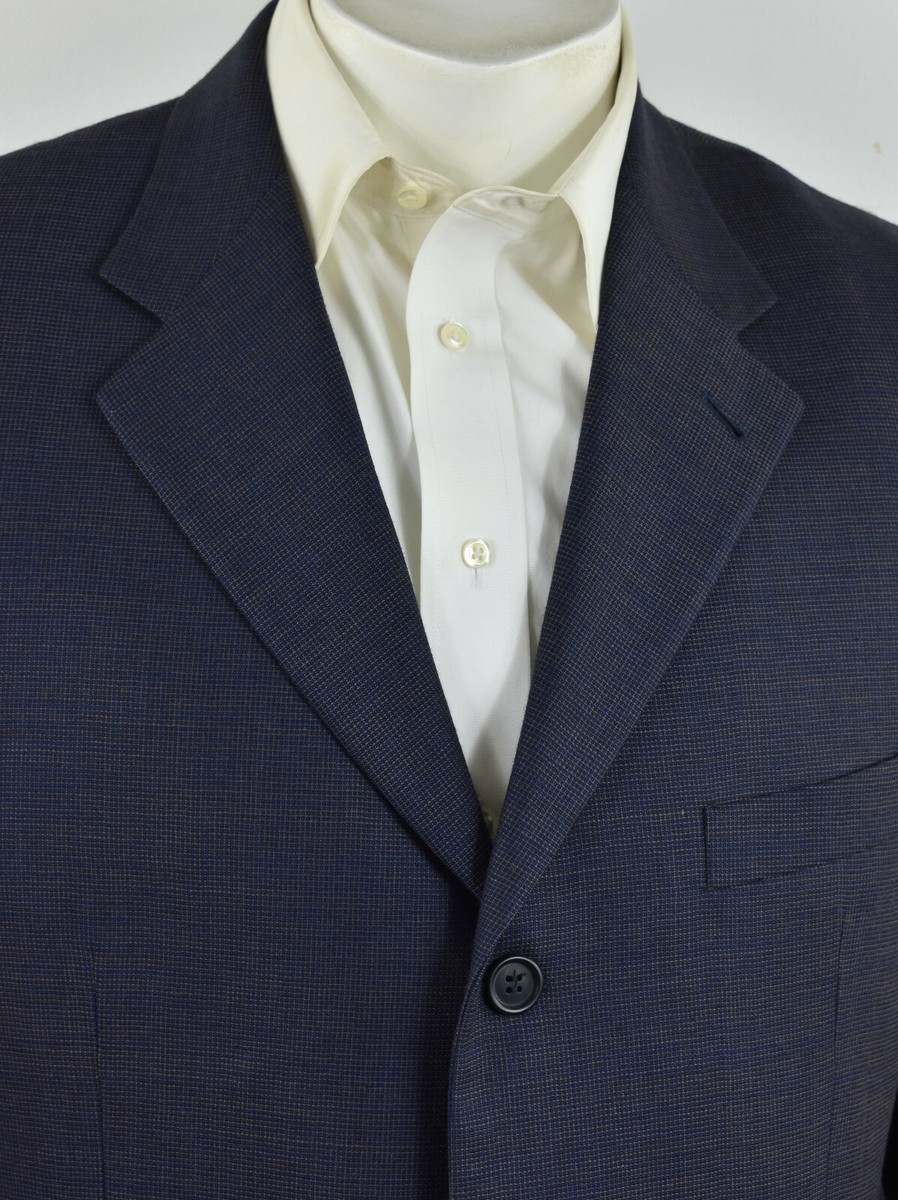 MILA SCHON BLUE Navy & Taupe Woven All-Season Wool Double