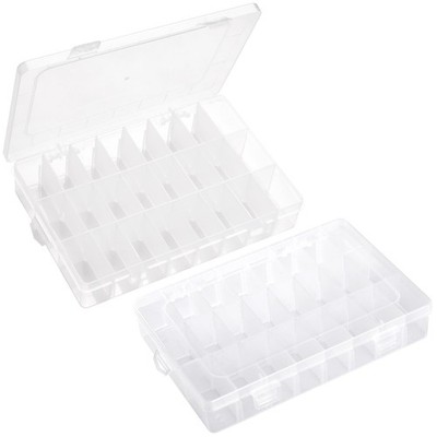 2 Pack 24 Grids Clear Plastic Organizer Box, Storage Container with Adjustable D