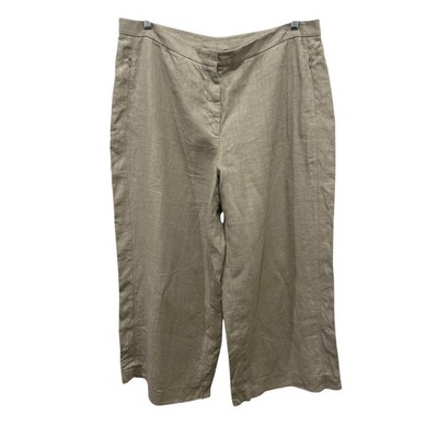 Akris Punto Crop Wide Washed Leg Raw Linen Filip Pants Lagenlook Plus Sz US 18