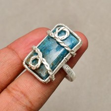 Azurite Gemstone 925 Sterling Silver Handmade Jewelry Ring Size 7.5