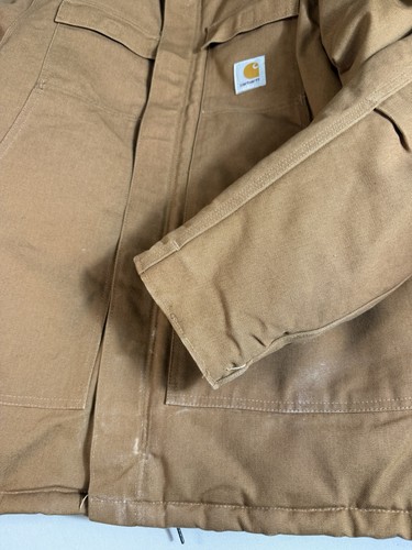 Carhartt Duck Chore Coat Jacket Brown Quilt Lined USA Workwear L - Picture 12 of 14