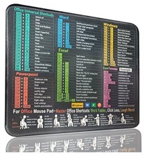 Excel Shortcut Keys Mouse Pad PC Office Gaming 11.8L x 9.8W inches