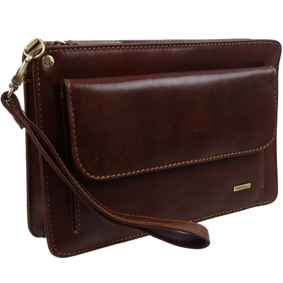 Organizador de viaje de bolso de muñeca de cuero Visconti para hombre Foto 2 de 3