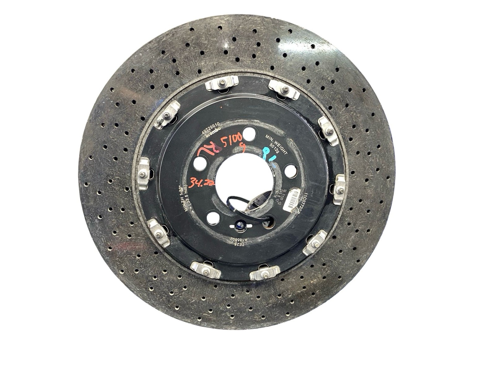 2016-2021 Mclaren 570s RWD 3.8L Rear Left Brembo Carbon Ceramic Brake Rotor