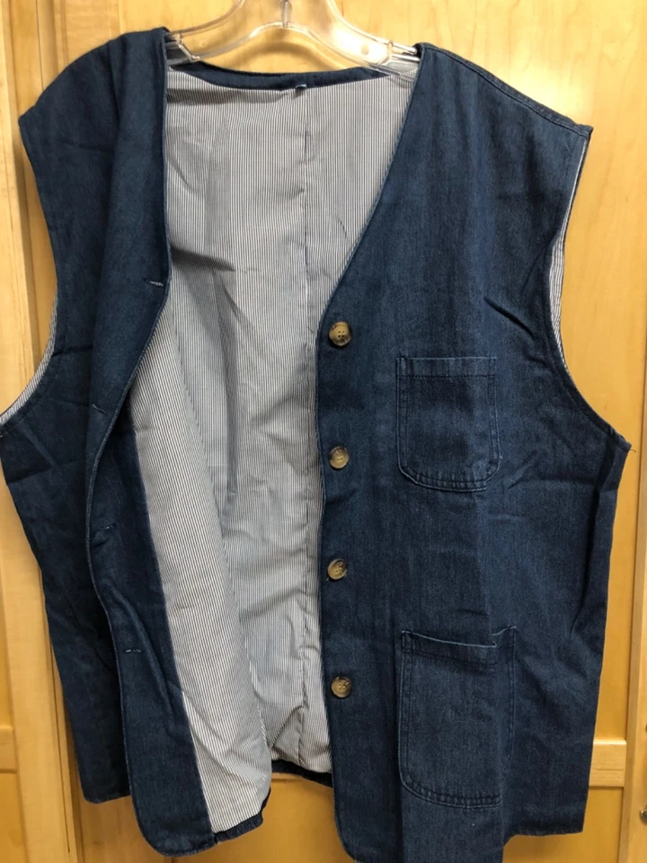 Chaleco Denim Abotonado Nuevo Sin Etiquetas - Para Hombre 3XL - ¡AFILADO! Foto 4 de 4